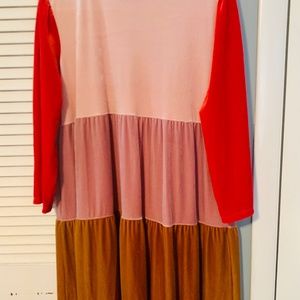 Dazey LA Red, Pink, and Brown Maxi Dress
